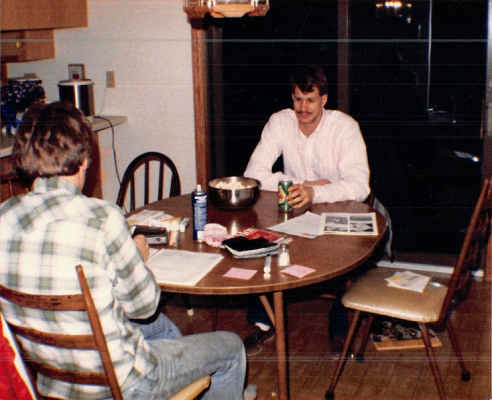 Charlie Kuhl, the first Gruber Pallets employee, at the kitchen table